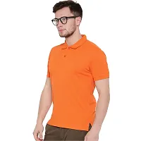 Stylish Orange Cotton Blend Solid Polos T-Shirt For Men-thumb1