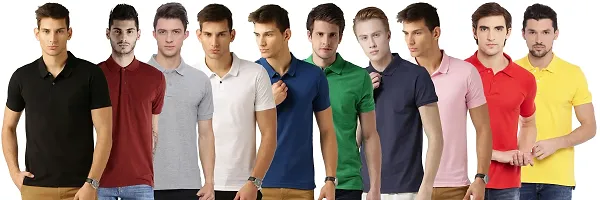 Solid Cotton Blend Polo Tees Combo