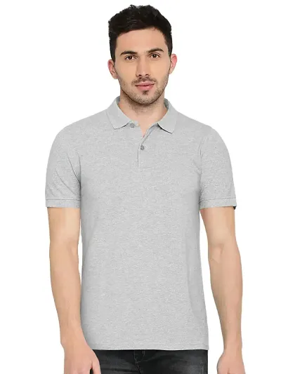 Stylish Blend Solid Polos T-Shirt For Men