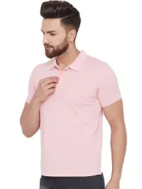 Stylish Pink Cotton Blend Solid T-Shirt For Men-thumb1