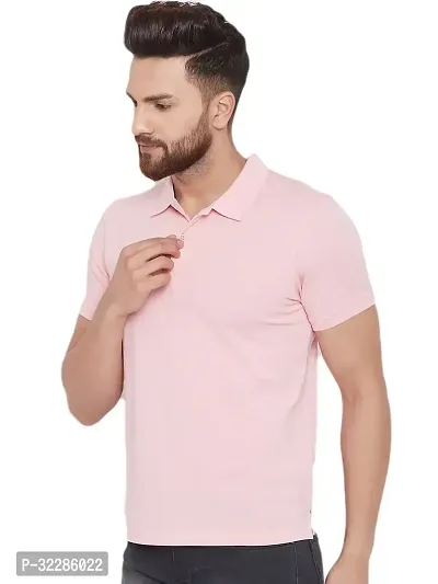 Stylish Pink Cotton Blend Solid T-Shirt For Men-thumb2