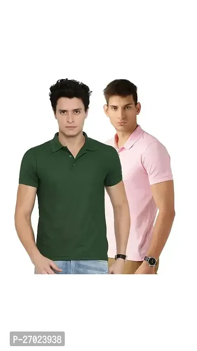 Reliable Multicoloured Cotton Solid Polos For Men Pack Of 2