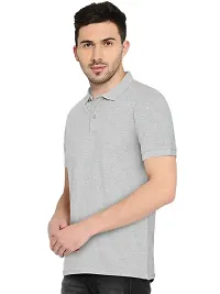 Stylish Grey Cotton Blend Solid T-Shirt For Men-thumb1