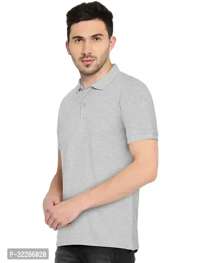 Stylish Grey Cotton Blend Solid T-Shirt For Men-thumb2