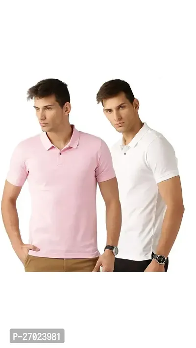 Reliable Multicoloured Cotton Solid Polos For Men Pack Of 2-thumb0