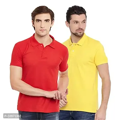 Stylish Cotton Blend Solid Polos For Men Pack of 2-thumb0