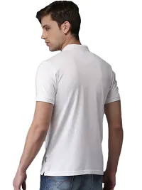 Stylish White Cotton Blend Solid T-Shirt For Men-thumb2