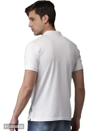 Stylish White Cotton Blend Solid T-Shirt For Men-thumb3