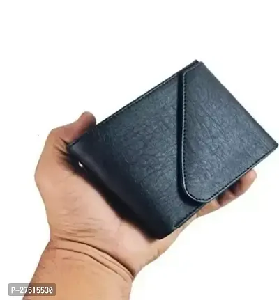 Stylish Black Solid Short Length Two Fold Wallet For Men-thumb0