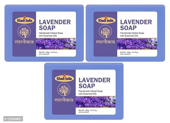 MeriBana Handmade Pure Lavender Bath Soap (3 x 125 g)