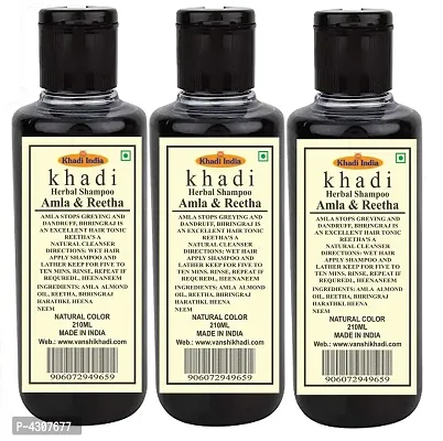 Khadi Herbal Amla Reetha Shampoo 630 Ml Pack Of 3-thumb0