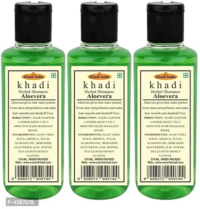 Khadi Herbal Aloevera Shampoo 630 Ml Pack Of 3-thumb0