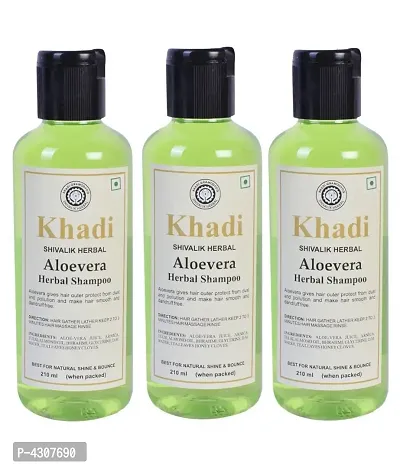 Khadi Aloevera Herbal Shampoo 210 Ml Pack Of 3-thumb0