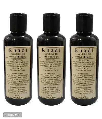 Khadi Herbal Amla  Bhringraj Hair Oil 210 Ml - Pack Of 3-thumb0