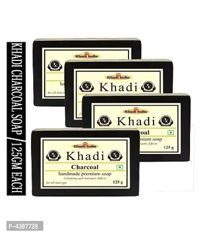 Khadi Herbal Charcoal Soap 500 G Pack Of 4-thumb0