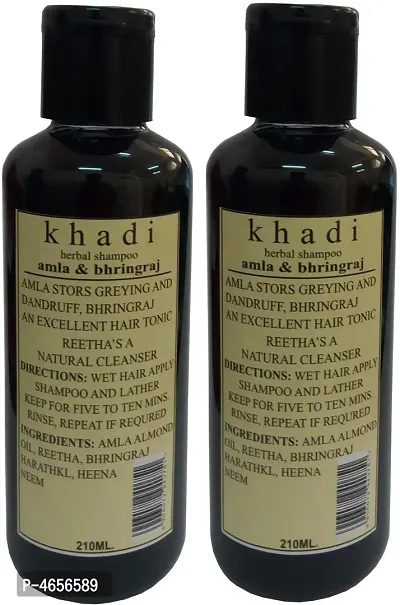 Khadi Herbal Amla  Bhringraj Shampoo Pack Of 2 Men  Women (420 Ml)-thumb0