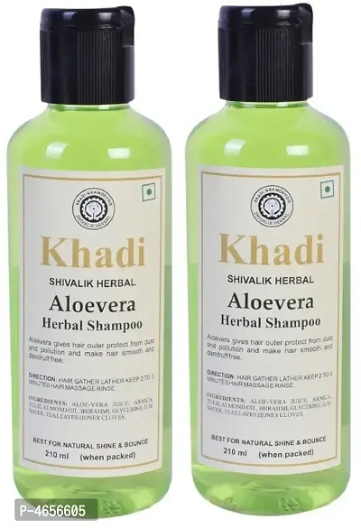 Khadi Herbal Aloevera Shampoo Men Women 420 Ml Hair Care-thumb0