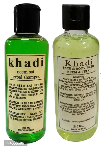Khadi Herbal Neem  Tulsi Face  Body Wash And Neem Sat Shampoo Men (420 Ml)