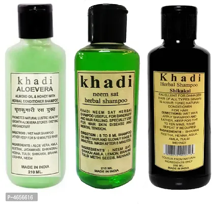Khadi Herbal Aloevera, Neem Sat  Sikakai Shampoo Men  Women (630 Ml)