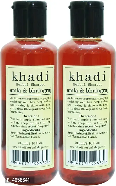 Khadi Herbal Amla  Bhringraj Shampoo [ Pack Of 2] Men  Women (420 Ml)