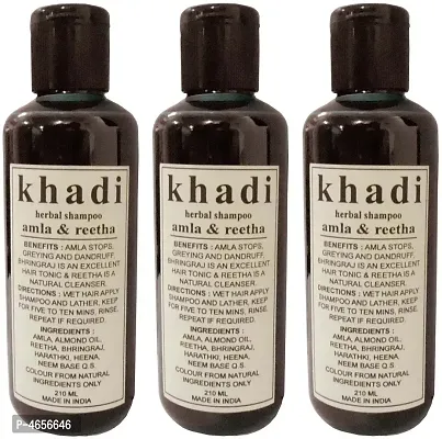 Khadi Herbal Amla And Reetha Shampoo - Tripack Men  Women (630 Ml)-thumb0