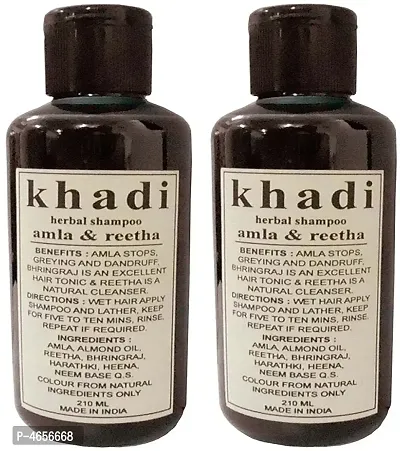 Khadi Herbal Amla  Reetha Shampoo 420Ml (Pack Of 2) Men  Women (420 Ml)