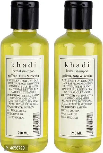 Khadi Herbal Herbal Saffron Tulsi  Reetha Shampoo Men (420 Ml)