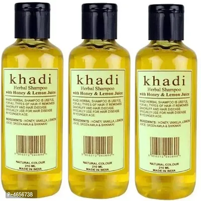 Khadi Herbal Honey  Lemon Juice Shampoo (Pack Of 3) 630 Ml Men  Women (630 Ml)-thumb0