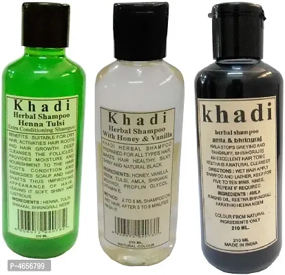 Khadi Herbal Herbal Shampoo Pack 3 Men  Women (630 Ml)