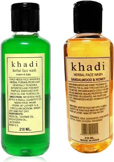 Khadi Herbal Pack of 2 Face Wash 210 ML Each (420 ml)