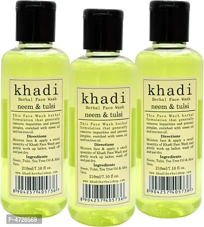 Khadi Herbal Neem Tulsi [ pack of 3] Face Wash (630 ml)-thumb0