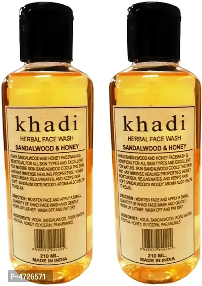 Khadi Herbal Sandal  Honey Pack of 2 Face Wash (420 ml)