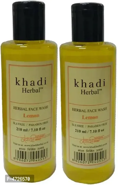 Khadi Herbal LEMON FACE WASH WITH SLS/PARABEN FREE Face Wash (420 ml)-thumb0