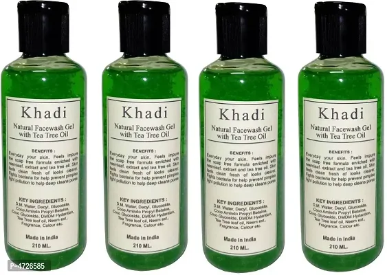Khadi Herbal Natural facewash Gel- Tea Tree oil  (Pack of 4) 840 ML Face Wash (840 ml)