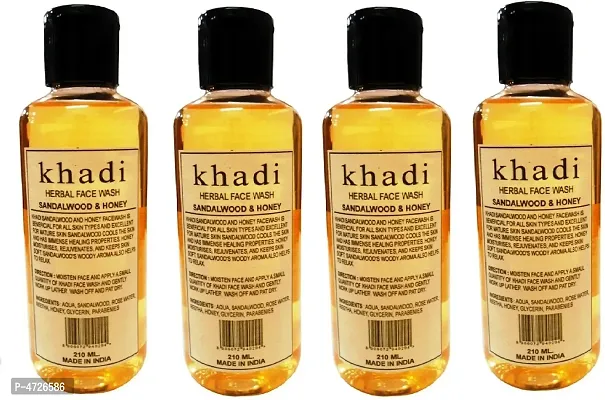 Khadi Herbal Sandalwood  Honey pack of 4  Face Wash (840 ml)-thumb0