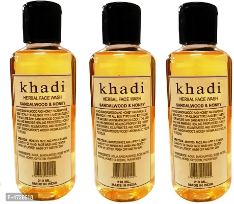 Khadi Herbal Sandalwood  Honey of pack of 3  Face Wash (630 ml)-thumb0
