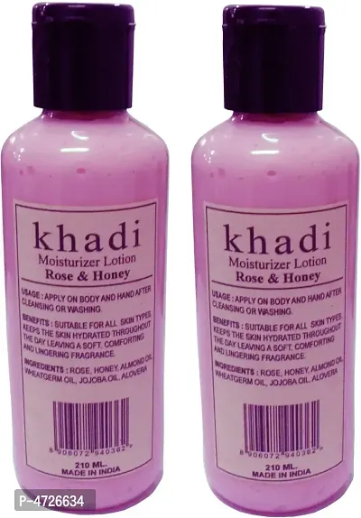 Khadi Herbal Moisturizer Lotion Rose  Honey - Twin pack (420 ml)