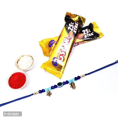 Blue Evil Eye Rakhi With 5 Star Chocolate Bar, 40G Pack Of 2 (Roli&Chawal)