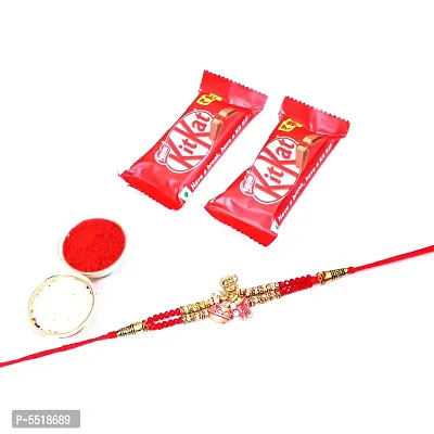 Makhan Chor Designer Rakhi Set Of 1 With Kitkat Chocolate 12.8Gm Pack Of 2 (Roli&Chawal)