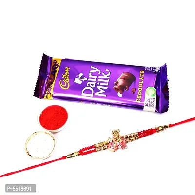 Makhan Chor Designer Rakhi Set Of 1 Cadbury Dairy Milk Chocolate Bar, 50G (Roli&Chawal)