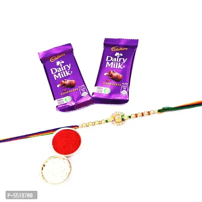 Trishul & Damru Designer Rakhi Set Of 1 With 5 Star Chocolate Bar, 40G Pack Of 2 (Roli&Chawal)