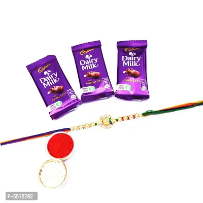 Lord Ganesha Tabla Designer Rakhi Set Of 1 With Kitkat Chocolate 12.8Gm Pack Of 2 (Roli&Chawal)