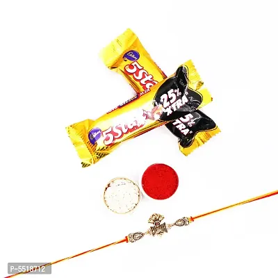 OM Damru Designer Rakhi Set Of 1 With 5 Star Chocolate Bar, 40G Pack Of 2 (Roli&Chawal)