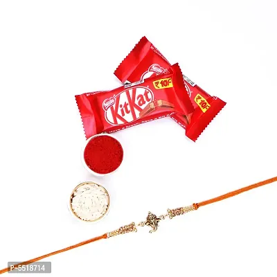 Ganpati Bappa Designer Rakhi Set Of 1 With Kitkat Chocolate 12.8Gm Pack Of 2( Roli&Chawal)