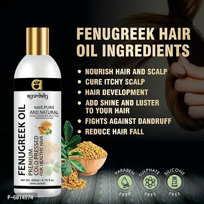 Ayurdaily Premium Cold Pressed Fenugreek Hair Oil- For Smooth and Stimulates Growth, Frizz Free and Detangled Hair | Makes Hair Shiny and Silky | 200Ml-thumb2