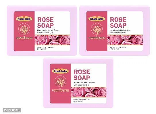 MeriBana Handmade Natural Rose Bath Soap (3 x 125 g)