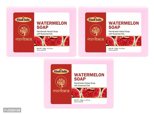 MeriBana Handmade Watermelon Bath Soap (3 x 125 g)