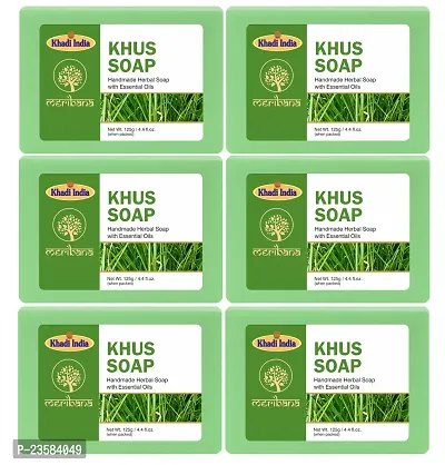 MeriBana Handmade Natural Handmade Khus Bath Soap (6 x 125 g)