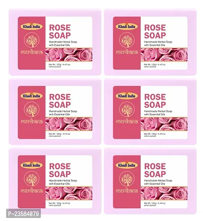 MeriBana Handmade Natural Rose Bath Soap (6 x 125 g)-thumb0