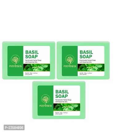 MeriBana Handmade Basil Bath Soap (3 x 125 g)